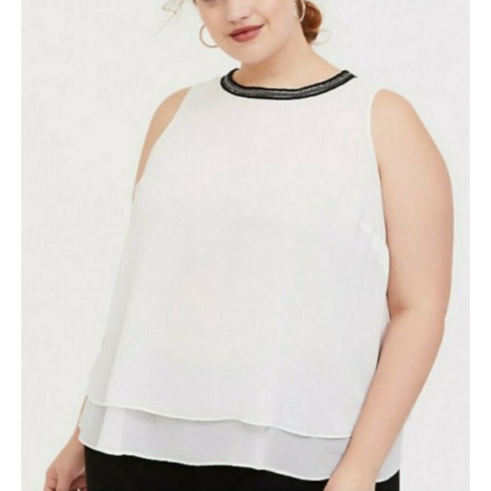 Torrid women's white chiffon mixed media tank top